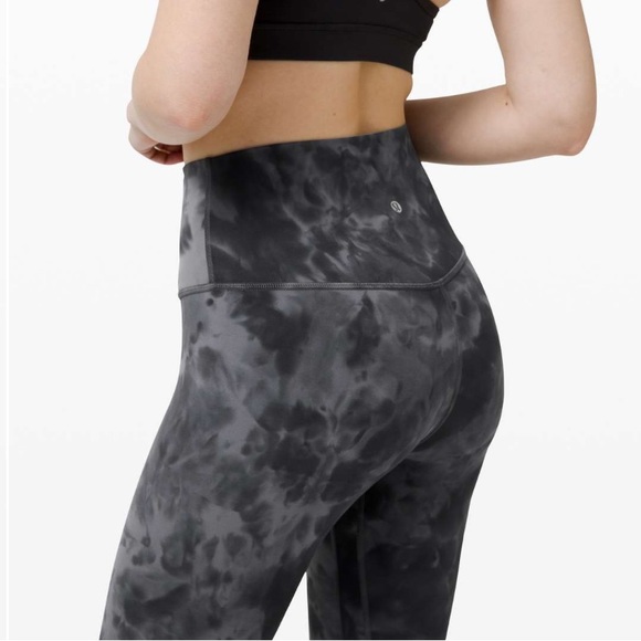 lululemon athletica Pants - Lululemon align diamond dye pitch grey graphite grey tie dye 21” crop black grey